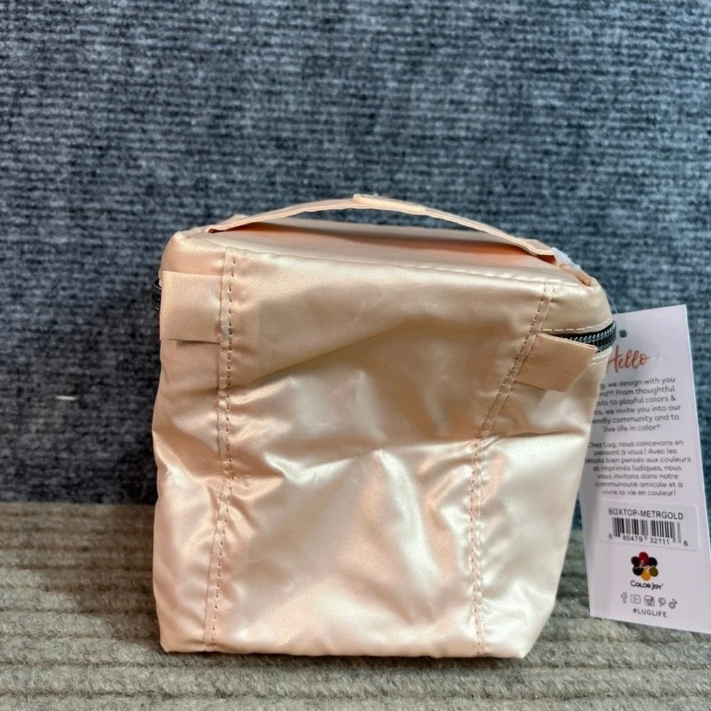 NWT Lug Boxtop Cosmetic Case Metallic Gold Travel Makeup Pouch Bag NEW